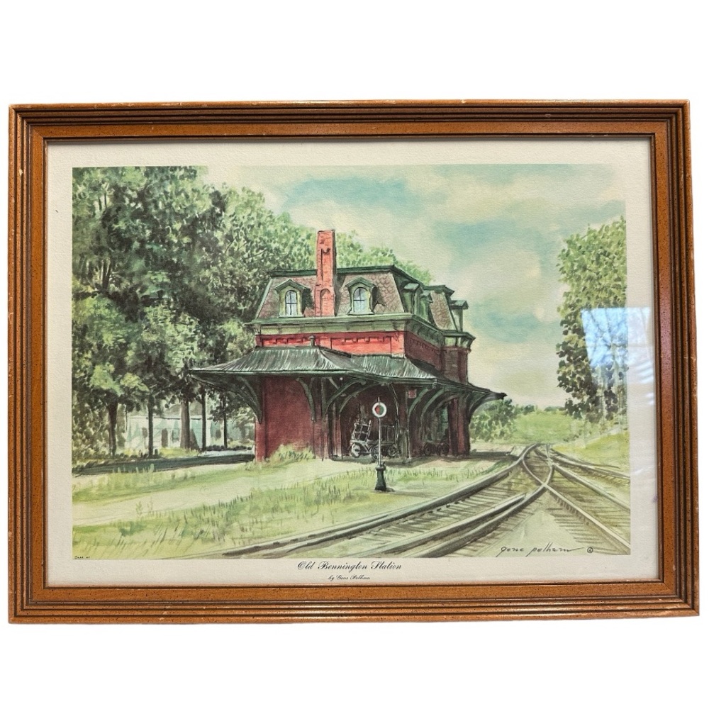 Old Bennington Station by Gene Pelham Watercolor Art Print Vintage Railroad